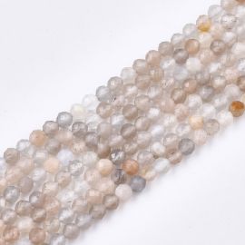 Stone Beads - Natural Moonstone Beads. White-gray-brown colors Round edged partially transparent