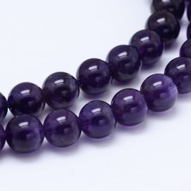 Каменные бусины - бусины из натурального аметиста. Фиолетовый цвет Круглый полупрозрачный размер 5 мм 1 прядь