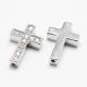Zubehör für Schmuck - Messingeinsatz „Kreuz“ mit Zirkonösen. Der Innenhimmel der Ösen ist transparent in Platinfarbe