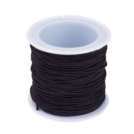 Strings Ropes Rubber bands Lines Threads Cords - Elastic knitted rubber band. Black color coil ~21 meters 1 coil