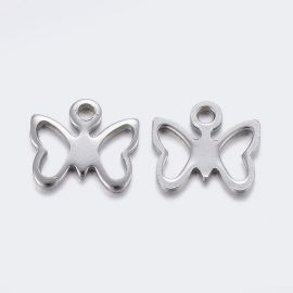 Nerūsējošā tērauda 304 kulons "Butterfly" 10x9x1 mm. 8 gab