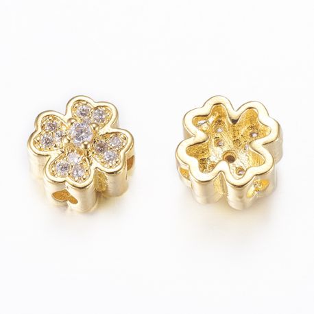 Messingeinsatz „Blume“ mit Zirkonösen 8x5 mm. 1 Stk