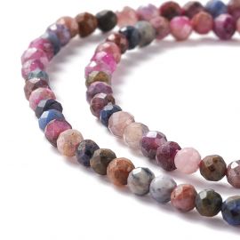 Natural Corundum/Ruby and Sapphire beads 3 mm. 1 thread