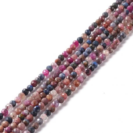 Dabīgās korunda/rubīna un safīra krelles 3 mm. 1 pavediens