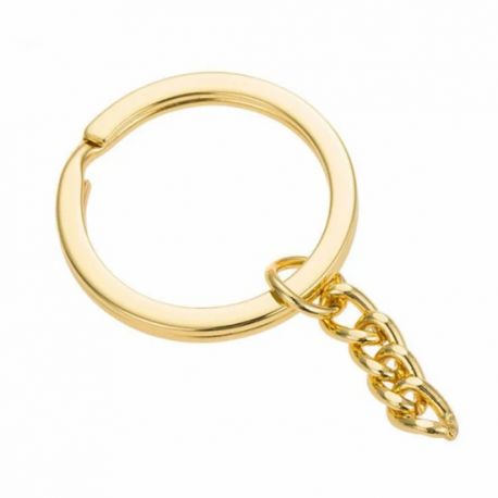 Metal key ring with chain 30x2 mm. 10 pcs