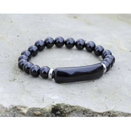 Armband aus natürlichen schwarzen Obsidianperlen, 8 mm.