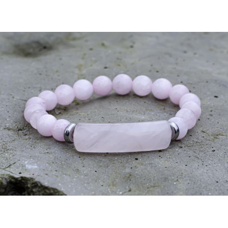 Natürliches Rosenquarz-Perlenarmband 8 mm.