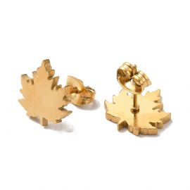 Accessories for jewelry - Stainless steel 304 earrings "Maple leaf". Gold color size 12x11x15 mm 1 pair