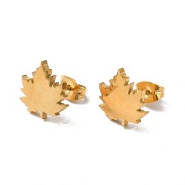 Nerūsējošā tērauda 304 auskari "Kļavas lapa" 12x11x1,5 mm. 1 pāris