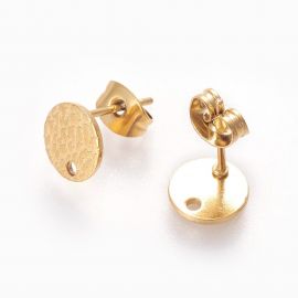 Accessories for jewelry - Stainless steel 304 earring hooks. Gold color size 8 mm 2 pairs 1 bag