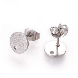 Accessories for jewelry - Stainless steel 304 earring hooks. Gray size 8mm 2 pairs 1 bag