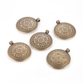 Accessories for jewelry - Metal pendant for necklace. Aged bronze color hole size ~5 mm. size 54x46x25 mm 1 pc