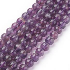 Steinperlen - Natürliche Amethystperlen. Violette Farbe, rund, teilweise transparent, Größe 4 mm, 1 Faden