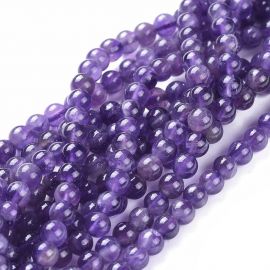 Stone Beads - Natural Amethyst Beads. Violet color round partially transparent size 4 mm 1 strand