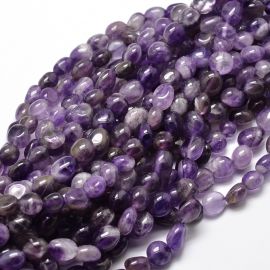 Stone Beads - Natural Amethyst Beads. Purple irregular oval partially transparent size 10-5x7-3x