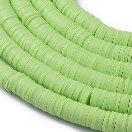 Polymertonperlen. Salatfarbe Heishi Größe 8x05-1 mm 1 Faden