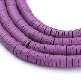 Polimerinio molio karoliukai. Purpurinės spalvos heishi dydis 8x05-1 mm 1 gija