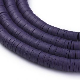 Polimerinio molio karoliukai. Tamsiai violetinės spalvos heishi dydis 8x05-1 mm 1 gija