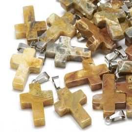 Natürlicher Crazy-Achat-Anhänger „Kreuz“ 30x19x6 mm. 1 Stk