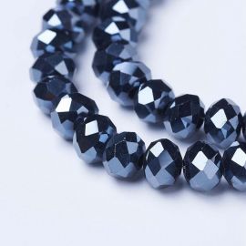 Glass beads. Hematite-colored washers, shiny, faceted, size 3x2 mm, 1 thread