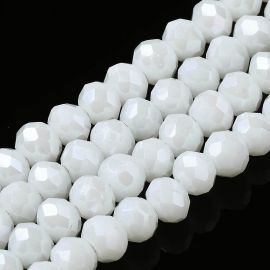 Glass beads. White, glossy, ribbed washers, size 3x2 mm, 1 thread