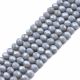 Glass beads. Gray rondels, shiny, ribbed, size 3x2 mm, 1 strand