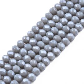 Glass beads. Gray rondels, shiny, ribbed, size 3x2 mm, 1 strand