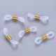 Silicone glasses holder. White metal part stainless steel 304 size 20x5 mm 6 pcs 1 bag