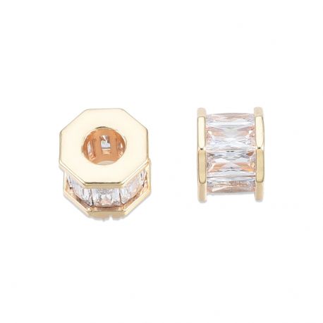 Messingeinsatz mit Zirkonia-Ösen. Vergoldete 18K runde Ösen in transparenter Farbe vergoldet 18K Größe 10x10x8 mm 1