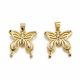 Brass pendant "Butterfly". Gold-plated 18K with various colored eyelets, size 21x19 mm 1 pc