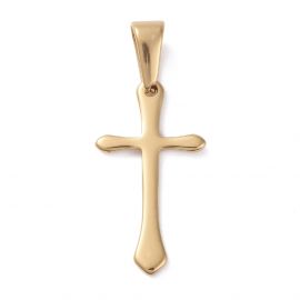 Stainless steel 304 pendant "Cross". Gold color size 24x13x1 mm 1 pc