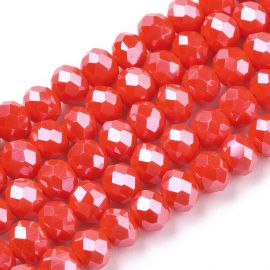 Glass beads. The diameter of the red ring faceted hole is ~0.80 mm. size 3x2 mm 1 thread