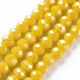 Glass beads. The diameter of the yellow ring faceted hole is ~0.80 mm. size 3x2 mm 1 strand