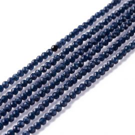 Glasperlen. Dunkelblaue Farbe, rund, transparent, Größe 2 mm, 1 Faden