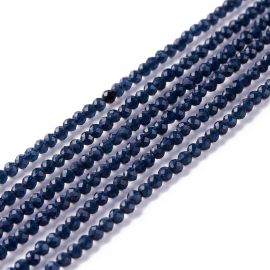 Glass beads. Dark blue color round edged transparent size 2 mm 1 thread
