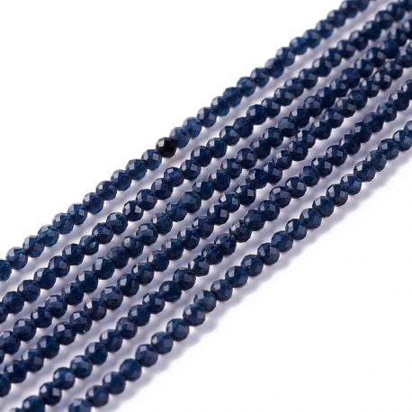 Glasperlen. Dunkelblaue Farbe, rund, transparent, Größe 2 mm, 1 Faden