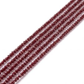 Glass beads. Cherry (burgundy) color round edged transparent size 2 mm 1 strand