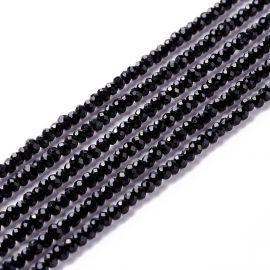Glasperlen. Schwarze Farbe, runder Rand, transparent, Größe 2 mm, 1 Strang