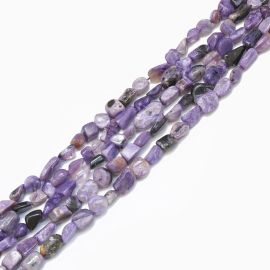 Natural Charoit beads. Violet-brown-grey-white color irregular oval size 15-4x8-4x7-3 mm 1 thread