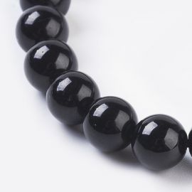 Natural Black Tourmaline beads size~6 mm. 1 thread