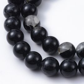 Natürliche schwarze Turmalinperlen, Größe ca. 8 mm. 1 Thread