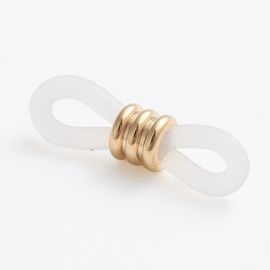 Silikona briļļu turētājs. Balta metāla detaļa nerūsējošais tērauds 302 zelta krāsa izmērs 20x5 mm 4 gab 1 maisiņā