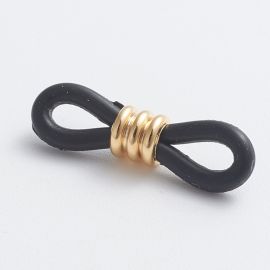 Silikoonist prillide hoidja. Must metallist detail roostevaba teras 302 kuldne värv suurus 20x5 mm 4 tk 1 kotis