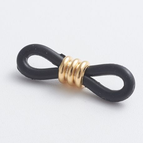 Silikoonist prillide hoidja. Must metallist detail roostevaba teras 302 kuldne värv suurus 20x5 mm 4 tk 1 kotis