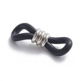Silikoonist prillide hoidja. Must metallist detail roostevaba teras 302 hall suurus 20x5 mm 4 tk 1 kott