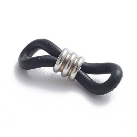 Silikoonist prillide hoidja. Must metallist detail roostevaba teras 302 hall suurus 20x5 mm 4 tk 1 kott