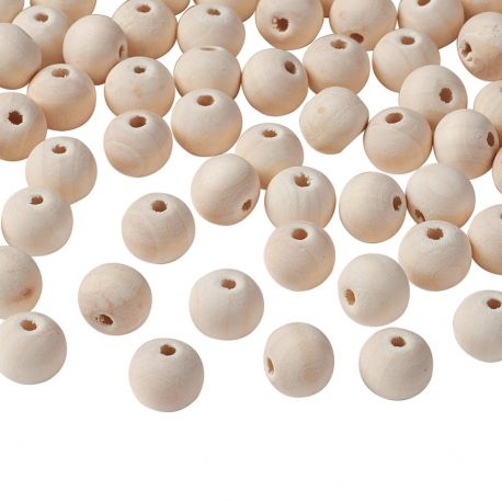 Wooden bead. Natural wood color round unvarnished unpainted made of natural wood size 12 mm 10 pcs 1