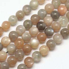Natural Moonstone Beads. Gray-peach color round partially transparent size 6 mm 1 thread