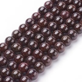 Natürliche Granatperlen. Dunkle Kirschfarbe, rund, Größe 6 mm, 1 Faden