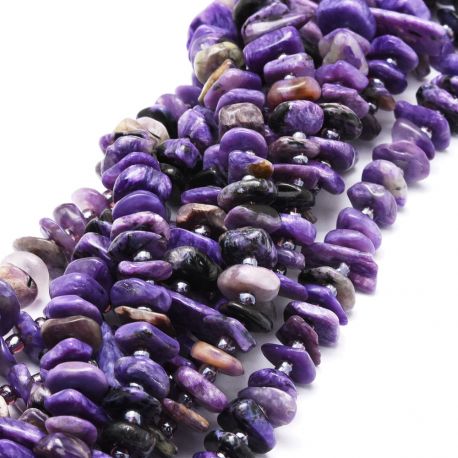 Natural Charoit beads. Purple-gray-brown color irregular disc size 15-9x12-7x4-15 mm 1 strand